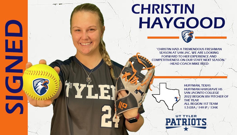 Welcome Christin Haygood to the Patriot Family! Christin was Regional Pitcher of the Year as a freshman for San Jac finishing at the NJCAA national tournament! The Coyote will be part of the fall 2023 staff bringing a competitive nature and winning drive.
#GOPATS