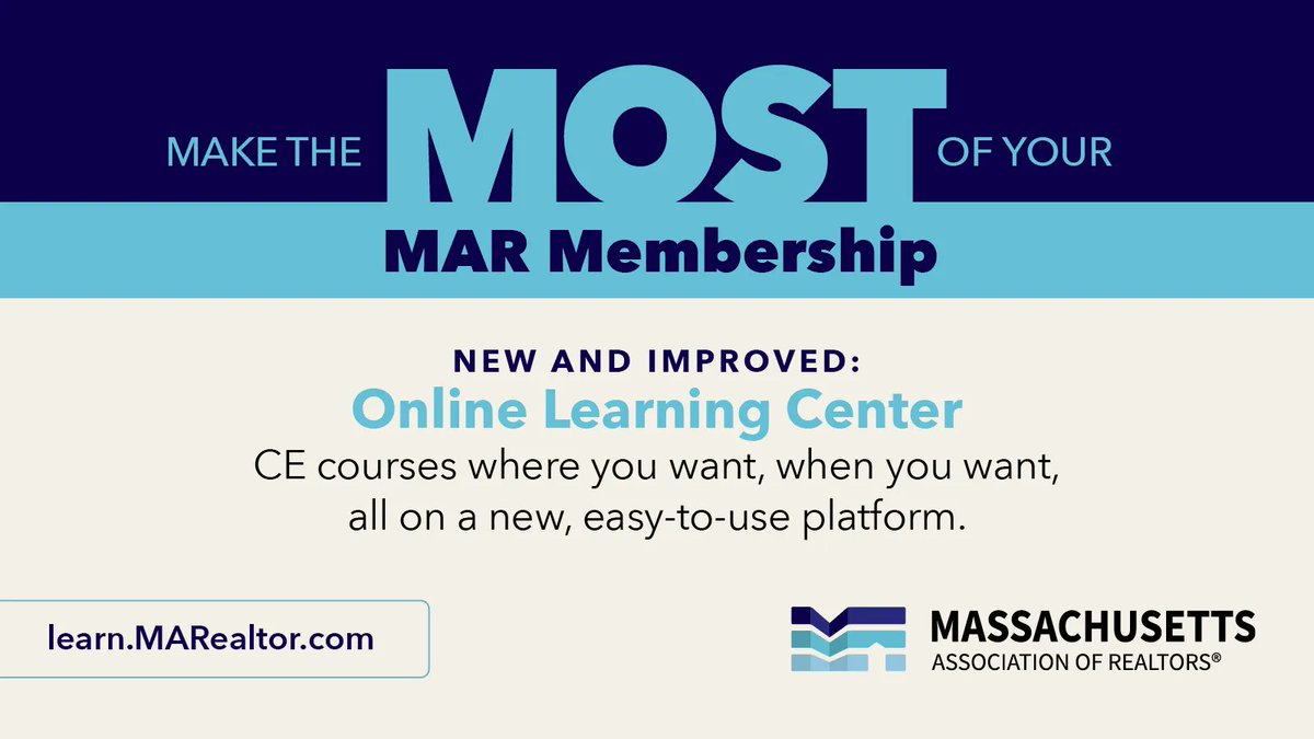 marealtors's tweet photo. MAR members can take advantage of MAR’s Online Learning Center, a FREE learning platform that offers various courses to help you earn continuing education (CE) credits. Visit https://t.co/B26dI1vIfx to get started. https://t.co/vOV45hjhcL