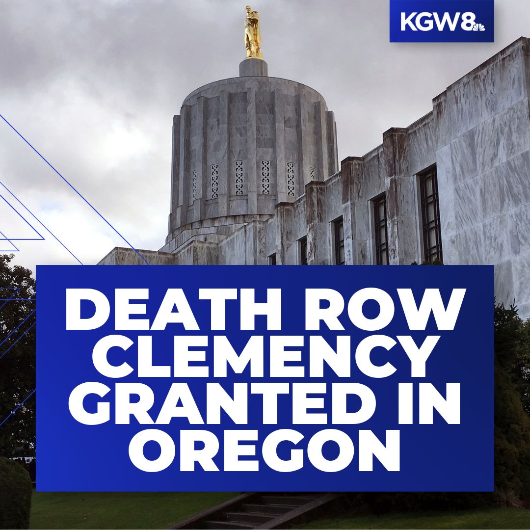 KGWNews's tweet photo. BREAKING: Oregon Gov. Kate Brown will grant clemency to the state's death row inmates, commuting their sentences to life in prison without the possibility of parole. The clemency order applies to 17 people currently on Oregon's death row. Read more: https://t.co/8TgEzkDUmJ https://t.co/0X9keNwusR