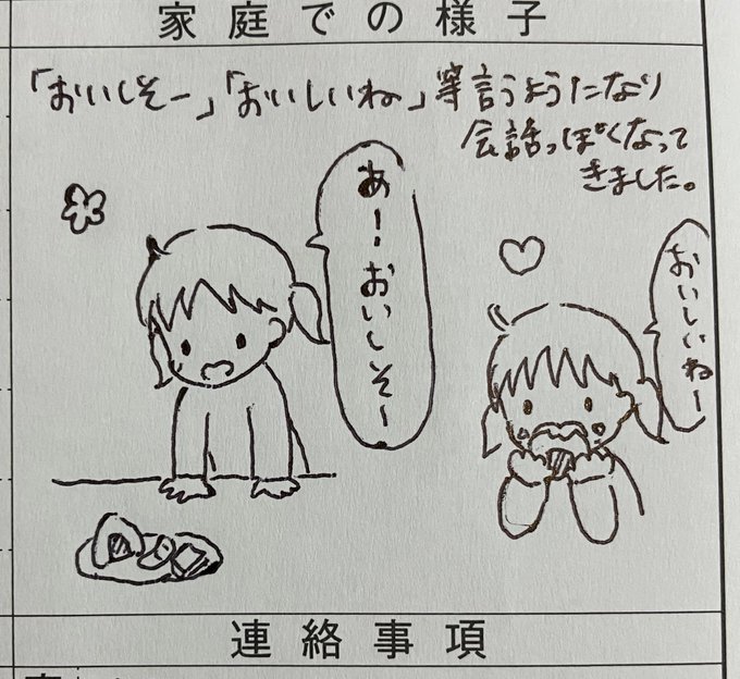 最近の連絡帳φ('ᴗ'」)
 #みーちゃん育児日記 
