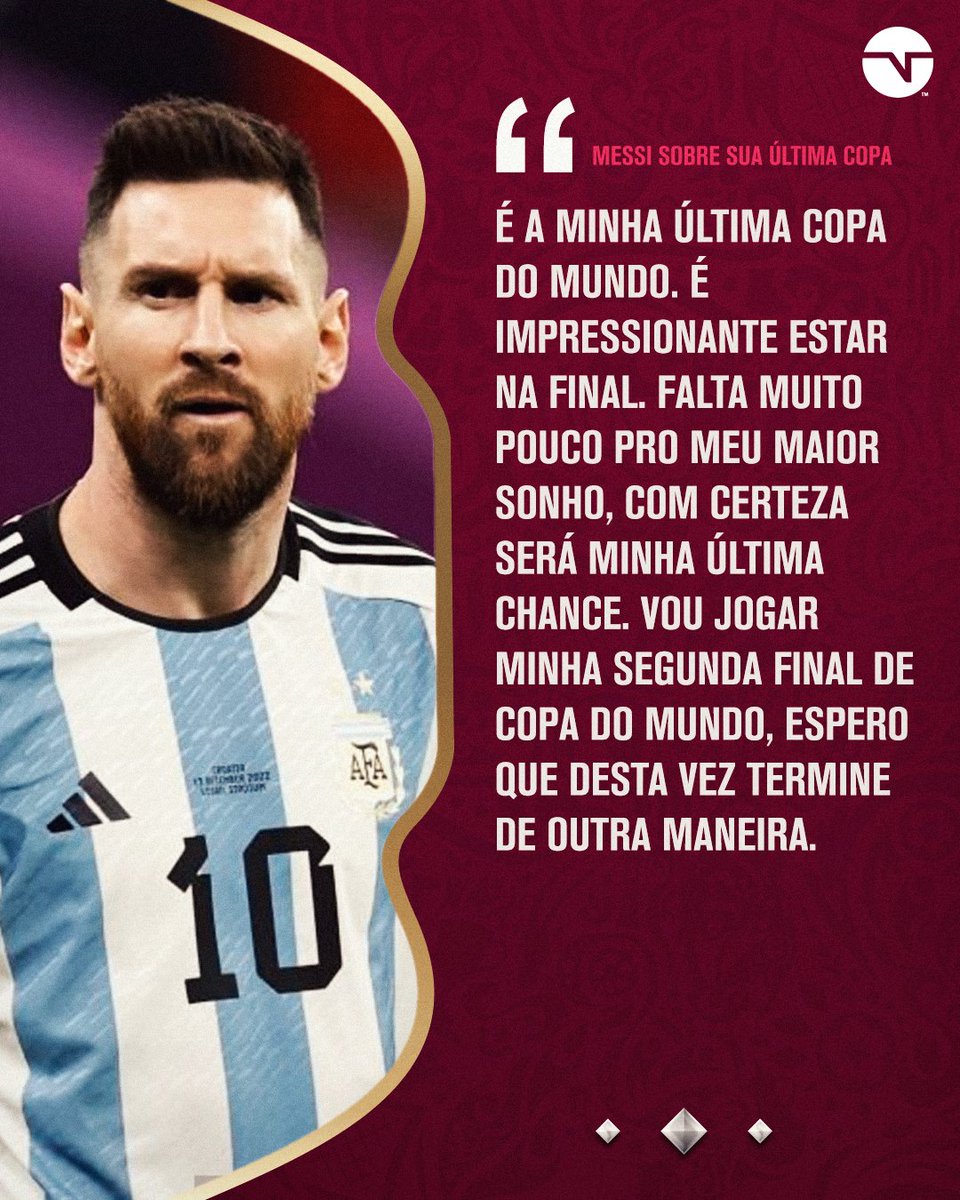 TNTSportsBR's tweet photo. O Messi chega na segunda final em sua última Copa da carreira... A história vai ser diferente desta vez? 🤔🇦🇷 #TNTSportsNoQatar https://t.co/2CG67dfPW2