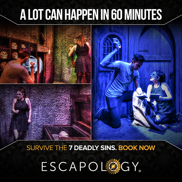 Free yourself from a DEADLY CURSE! Find the hidden crypt, find the dagger, and drive it through the heart of the evil minister. Then and only then you will be saved and will destroy the curse forever.

Book 7 Deadly Sins now: escapology.com/en/austin-tx