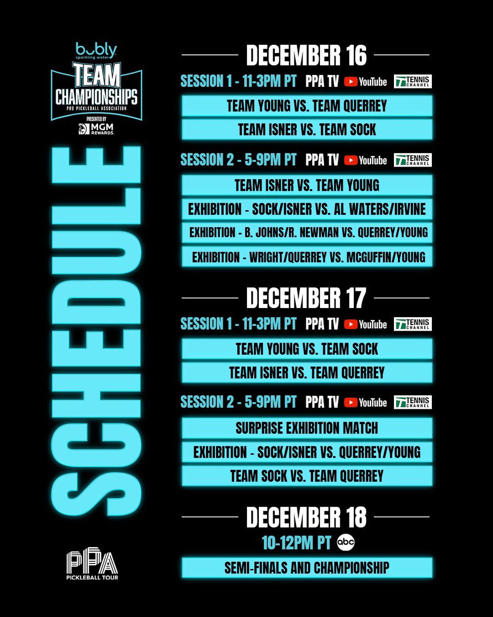 Schedule for the <a href="/bublywater/">bublywater</a> Team Championships! This weekend is gonna be a PARTY! 🎉