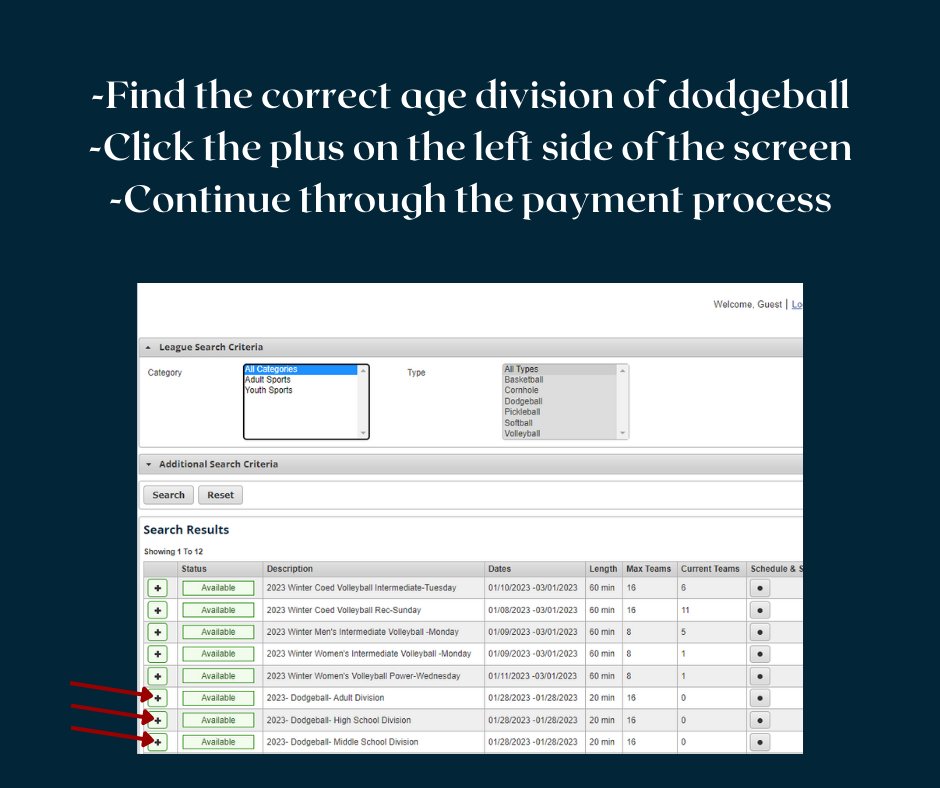 SJRecCenter's tweet photo. You can register online or in person for the dodgeball tournament! To register online follow the steps below. Start off by clicking the link- https://t.co/A4qiztWanf... 
.
We hope to see you and your team in the tournament!! https://t.co/ByagmYO2Jq
