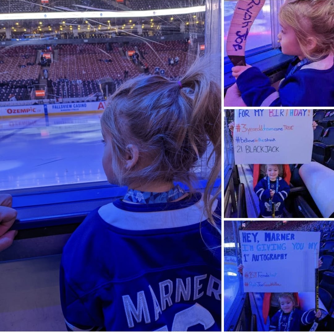 EdGoodfellow1's tweet photo. @Marner93 @MapleLeafs @truetemperhcky what a night 
Thank you to everyone that made this little girl bday dreams come TRUE
Hope you like your stick Mitch? https://t.co/76gnlhxoEu