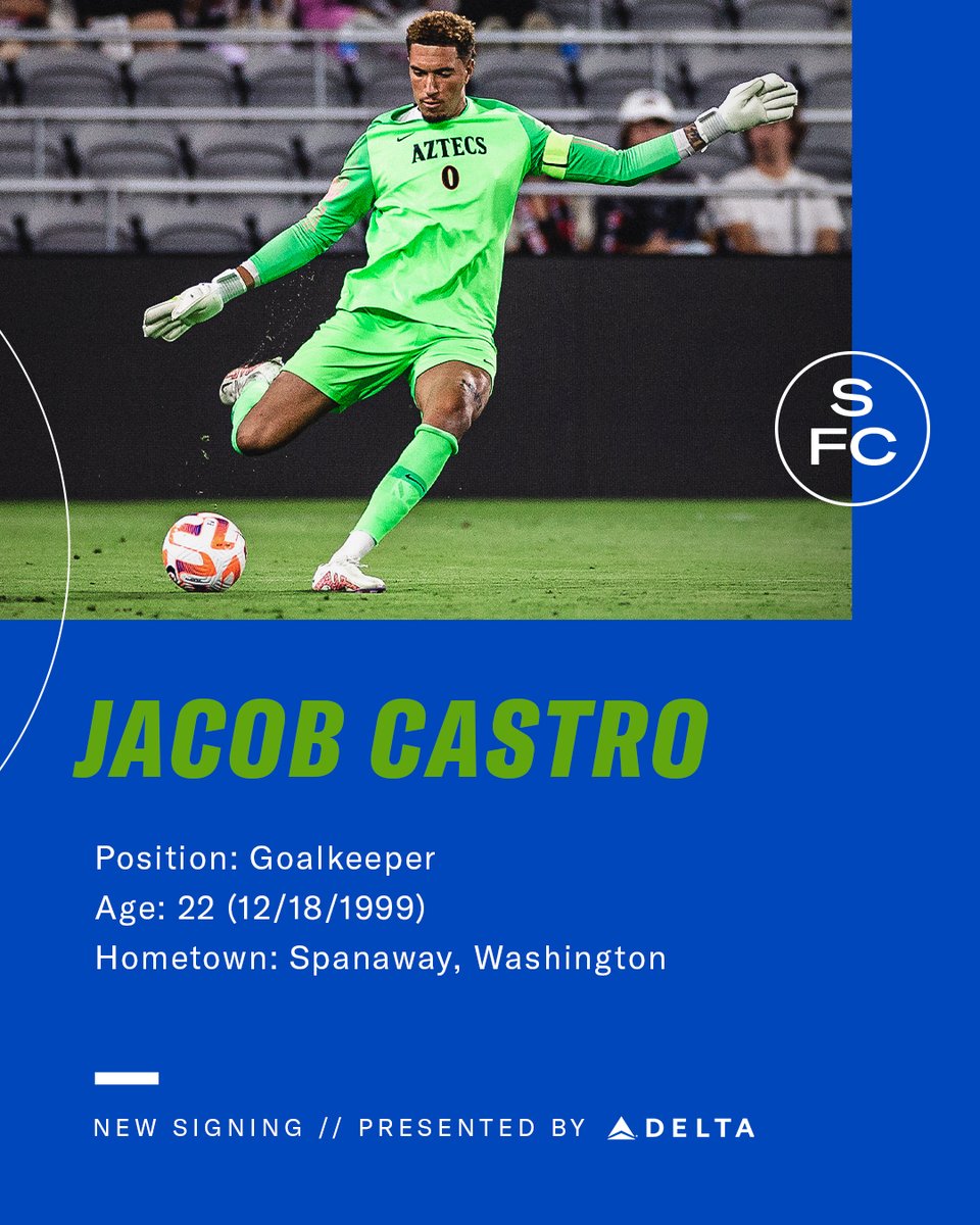 SoundersFC's tweet image. NEWS | We have signed goalkeeper Jacob Castro as a Homegrown Player.

Welcome home, @JacobCastro_! 💚

📝 sndrs.com/d5vbur | @Delta