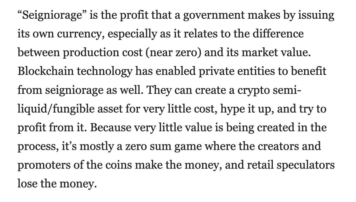 gladstein's tweet photo. In her latest critical analysis of DeFi, @LynAldenContact has a section called "The Problem of Arbitrary Seigniorage" that nicely summarizes the main problem with crypto tokens

They exploit the masses to enrich the few

https://t.co/amWA7sDioZ https://t.co/g6zgg8wMe8
