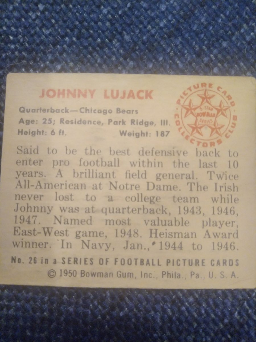 delspacefranco's tweet photo. #Cardbacks"The #Irish never lost to a college team with Johnny at quarterback1943, 1946 &amp; 1947." https://t.co/fRSRblEcjw