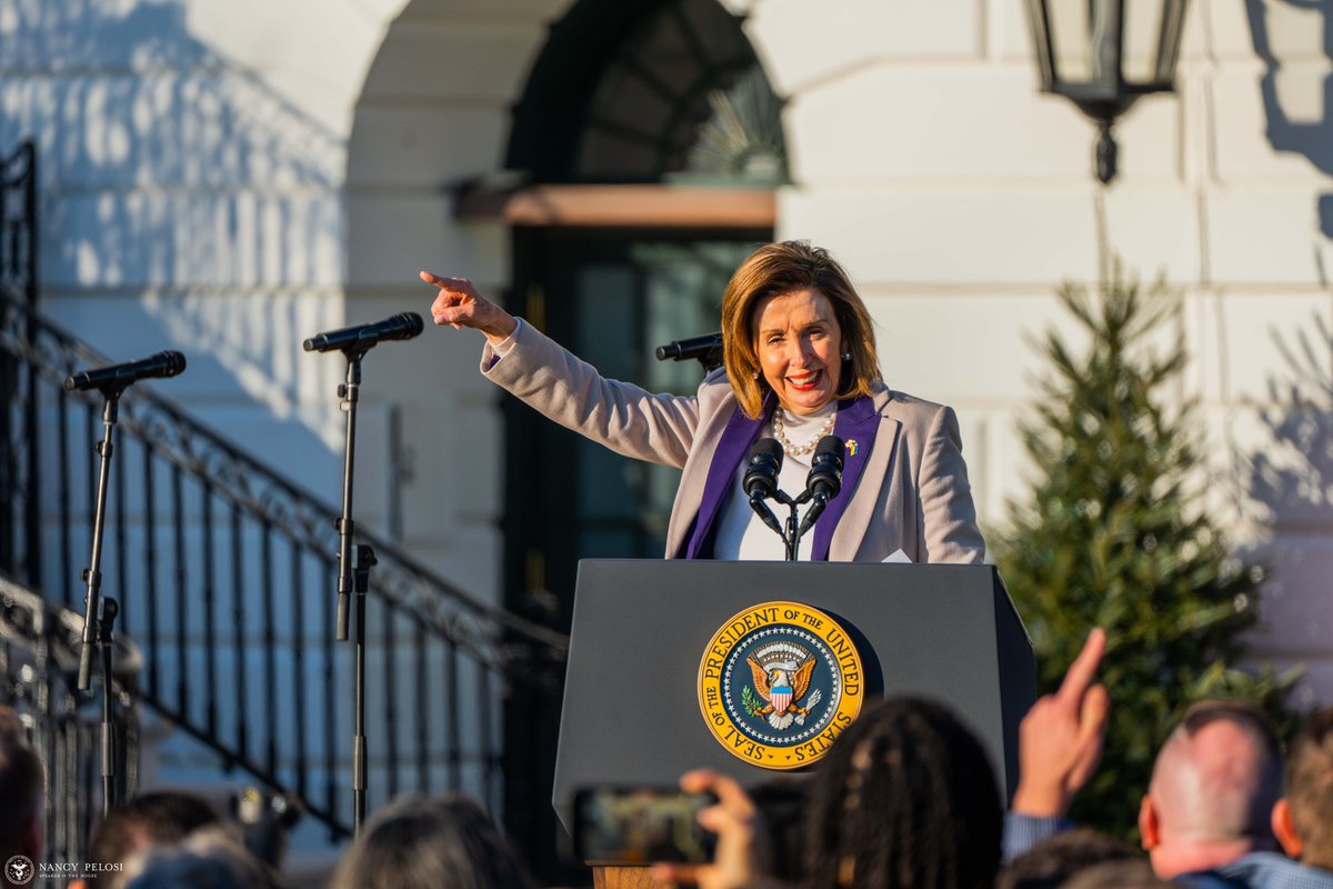 SpeakerPelosi's tweet photo. The Respect for Marriage Act is now the law of the land!
 
With pride, fortitude and unbreakable unity, @POTUS and the Democratic Congress have achieved a landmark victory in the fight for full equality. https://t.co/qxKpzOEZvz