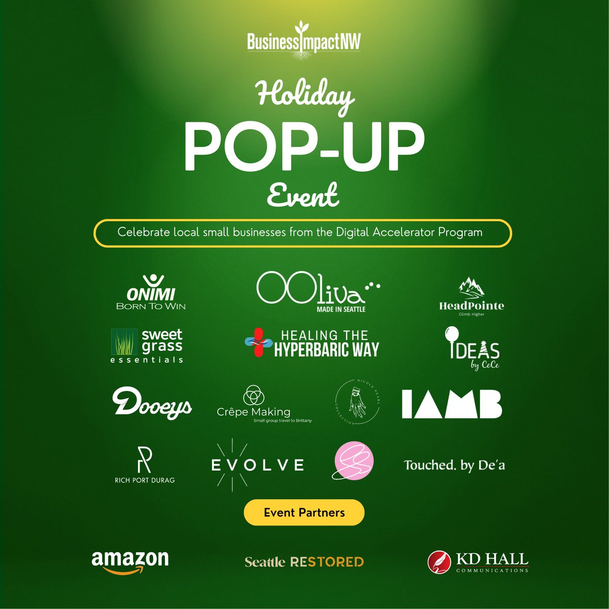 SeattleEconomy's tweet photo. Join @BusinssImpactNW's inaugural Holiday Pop-Up Event to celebrate businesses that have completed the Digital Accelerator Program! #ShopLocal for your loved ones while networking with business leaders and advocates ๐
๐
Wed, Dec. 14, 4 - 8 p.m
๐ 1505 5th Ave, Downtown Seattle https://t.co/6STKxS5F8j