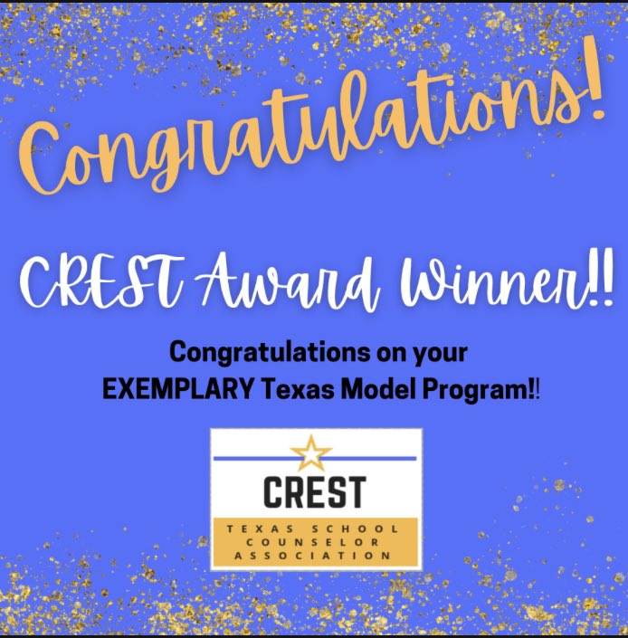 So excited to announce our Counseling team received the CREST Award for counseling excellence for the SECOND 2️⃣ year. This award is given to TX counseling programs who show exemplary performance in many areas! We are so thankful for our Texan Family and Ms. Reyes! <a href="/SamRayburn_HS/">Sam Rayburn High School</a>