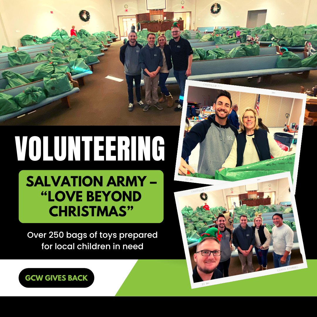 GCW_Eng's tweet photo. As part of our yearly “GCW Gives Back” initiative, a few of our employees took time to volunteer at Salvation Army filling bags with toys for local families. Thank you @SalArmySONV for leading this effort! #GCWgivesback #Supportingthoseinneed #LifeatGCW #LoveBeyondChristmas https://t.co/g60q3AtDqT