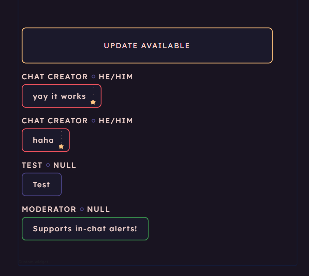 sigmacw_'s tweet image. at last, i implemented update alerts to widgets
now i can press 1 button and send out "update available" notifications yay