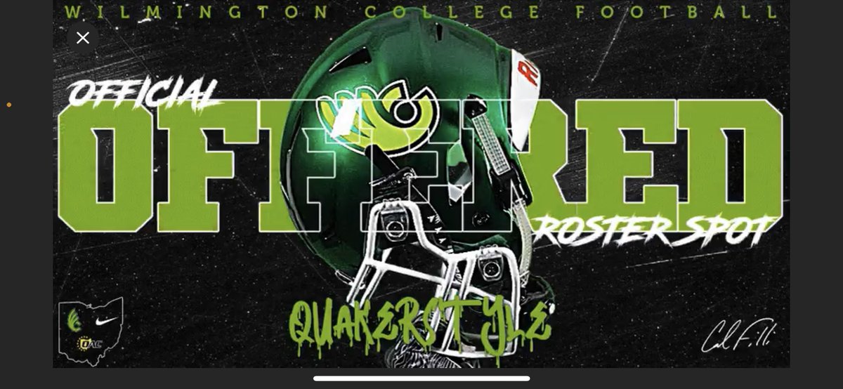 Blessed to receive a offer from Wilmington College #AGTG #GETMORE💚🖤