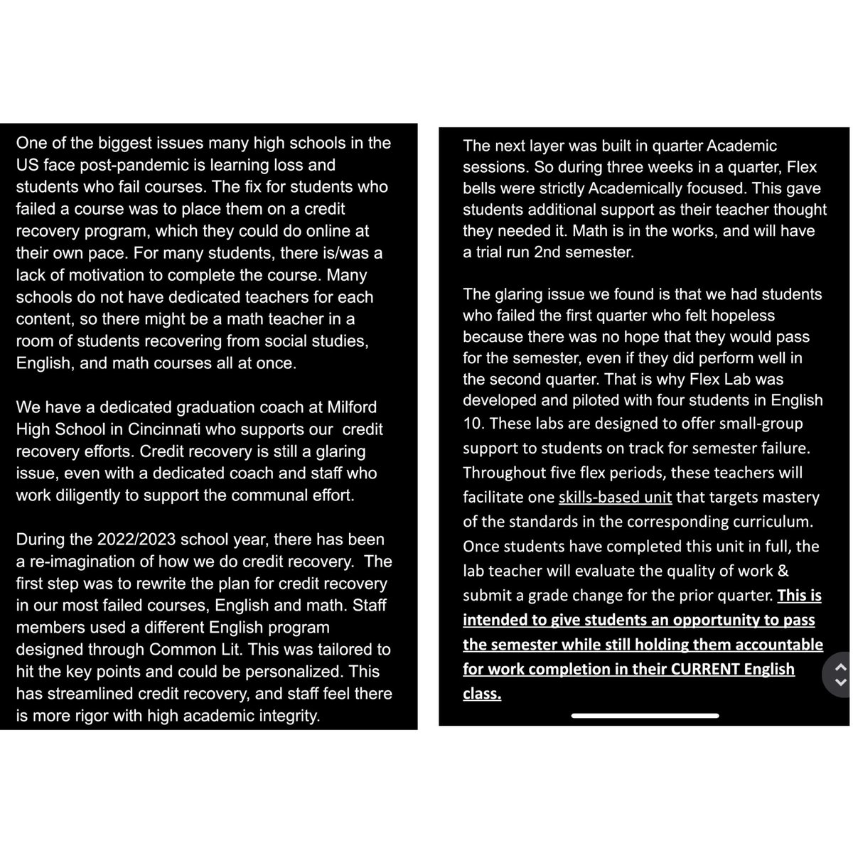 A little insight into how @MilfordHsEagles is reimagining supporting students and revamping credit recovery. #Education #creditrecovery #EducationForAll