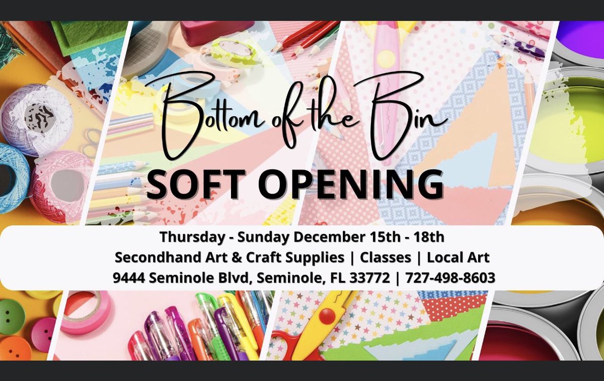 bottomofthebin_'s tweet photo. NOW OPEN!!! Trade in your leftover art and craft supplies for store credit to get the supplies you really want 💙

Tag a friend who needs to clean out their art room 

#tampabaysmallbuisness #craftstore #bottomofthebin #secondhandcraftstore #supportsmallbusiness https://t.co/RFvIVN1CHC