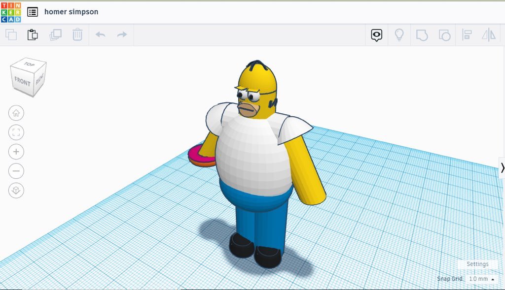 kellyleeduncan's tweet image. Nevaeh created Homer Simpson in @tinkercad for her 3D avatar model assignment 😊 She’s going to sand it down a bit and paint him next.