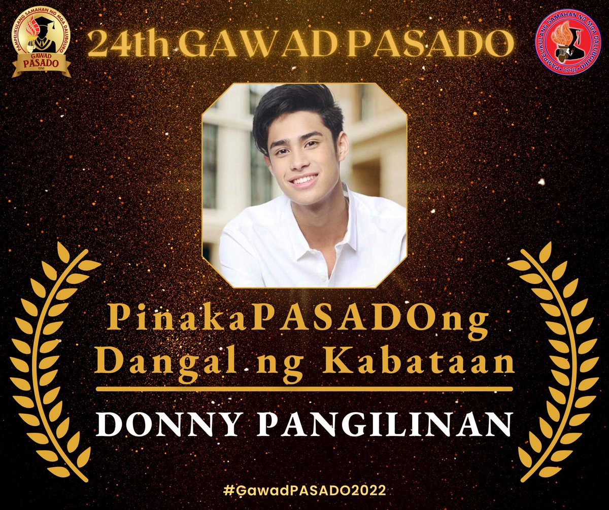 Malugod na binabati ng Pampelikulang Samahan ng mga Dalubguro (PASADO) sina Donny Pangilinan at Belle Mariano na napiling pagkalooban ng PinakaPASADOng Dangal ng Kabataan ngayong taon.

#GawadPASADO2022
#DonBelle 
#BelleMariano 
#DonnyPangilinan