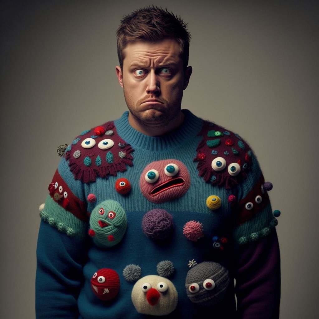 Ugly Sweater Day by <a href="/iBitterScotch/">𝕄𝕣. ℕ𝕒𝕚𝕣</a> 
#aiart #midjourney #aiartcommunity #aiartdailytheme