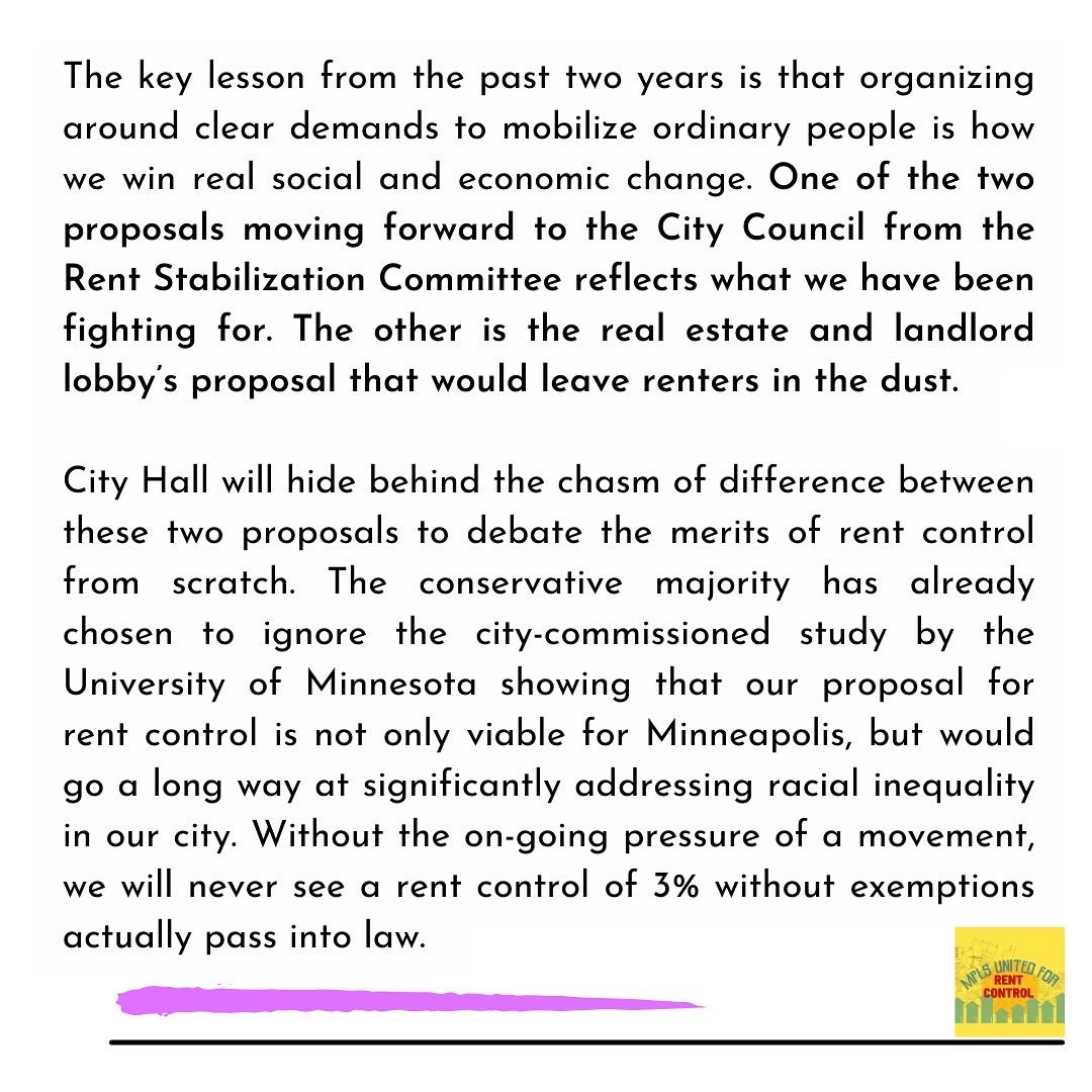 mpls4RC's tweet photo. The key lesson from the past two years is that organizing around clear demands to mobilize ordinary people is how we win real social and economic change. 
Discuss next steps in the fight at our Renters Assembly on Sunday Dec.18, 4PM - https://t.co/Rc0Sdo1O9Y https://t.co/woytnzGi3i
