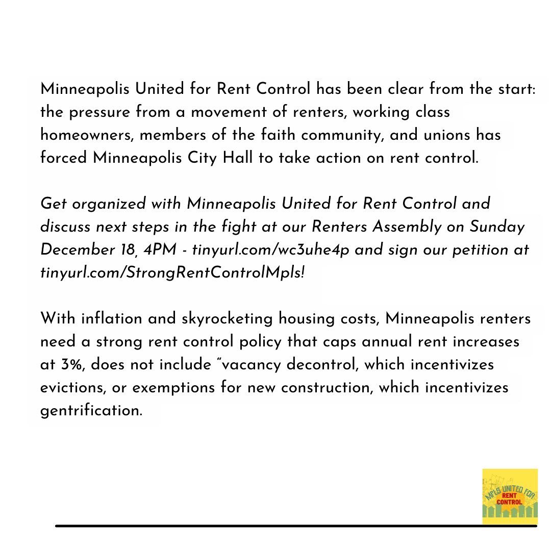 mpls4RC's tweet photo. The key lesson from the past two years is that organizing around clear demands to mobilize ordinary people is how we win real social and economic change. 
Discuss next steps in the fight at our Renters Assembly on Sunday Dec.18, 4PM - https://t.co/Rc0Sdo1O9Y https://t.co/woytnzGi3i