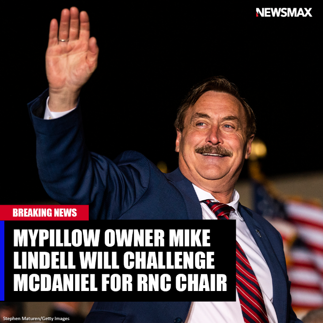 NEWSMAX's tweet image. BREAKING: Mike Lindell, the owner of My Pillow, has announced he will run to be the next chair of the Republican National Committee. bit.ly/3uOWJZi

Lindell seeks to oust current RNC Chair Ronna McDaniel, who is seeking a fourth term at the helm.