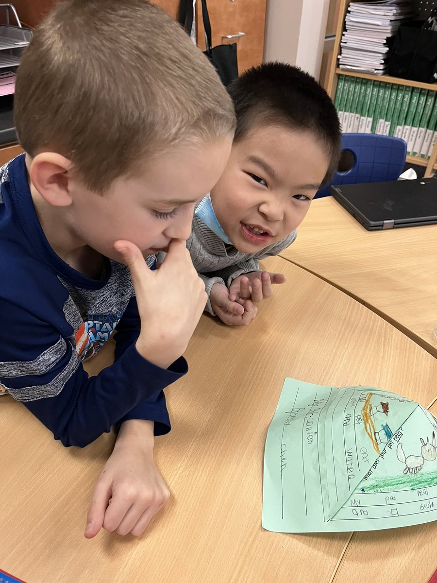 gruppenkampBCPS's tweet photo. Kinders researched a pet and identified what their pet needs during their #BCPSmyview unit 2 project based inquiry. Students enjoyed sharing their knowledge with our Buddy class @HoneygoElem @BCPS_ELA https://t.co/9xkpkn8AYb