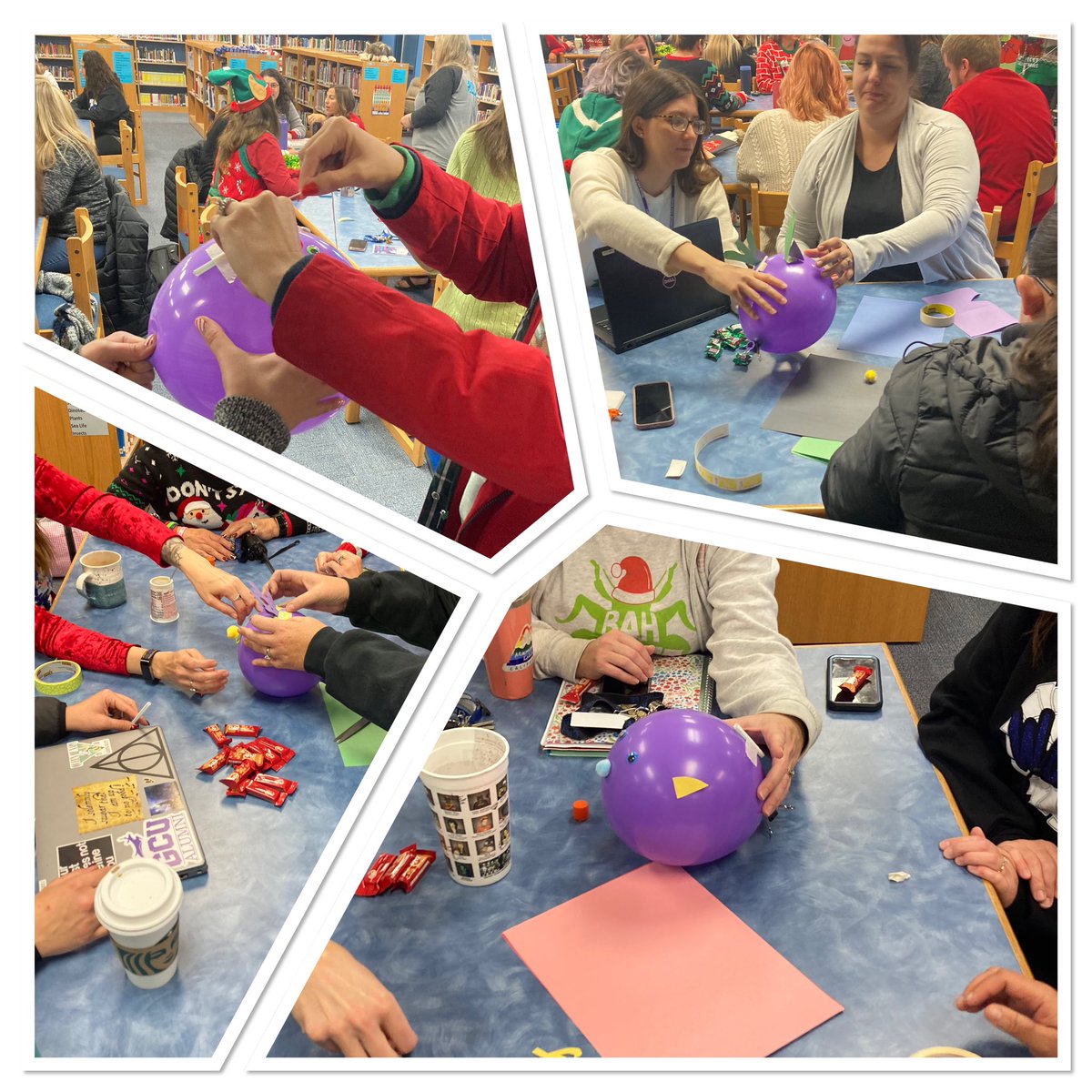 jaimehansendvu1's tweet photo. @CanyonSpringsDV Tโs and staff participating with in a #stem team building activity: Reindeer games based on the #EngineeringDesignProcess and the storybook Olive the Other Reindeer! #stemrocks #stem4all #csrocks @DVUSD https://t.co/uRzjxk3o69