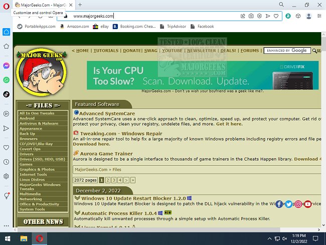 majorgeeks's tweet photo. ✔️✔️✔️✔️Updated - Opera Web Browser is a #free web browser designed to be fast, safe, and secure.
https://t.co/B2d4TFFFM7 ##freeware #broswer https://t.co/YxD2qg33SJ