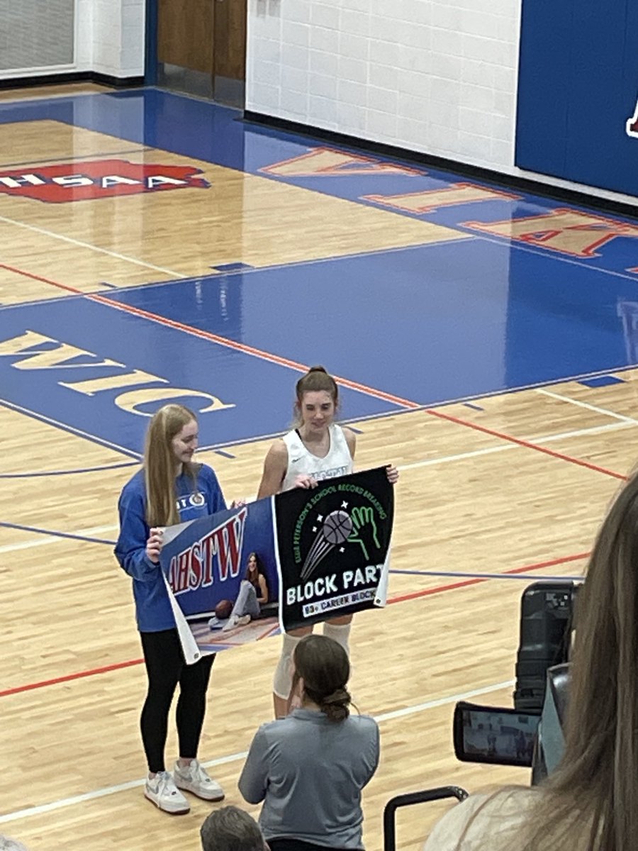There is a new career leader in blocked shots at AHSTW. Ellie Peterson with 83+