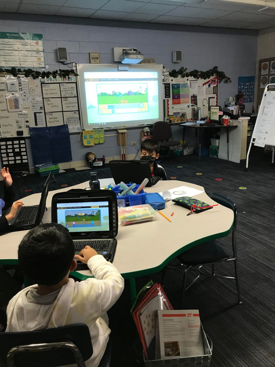 We participated in an hour of code last week with the help of <a href="/NicoleSandine/">Mrs. Sandine</a>. We tried two different coding websites. Check out some of the code our 1st grade class tried to solve and create!