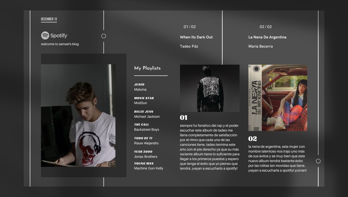 itxsamax's tweet image. ⎙ ⍮ 𝙪𝙥𝙙𝙖𝙩𝙚 𝖻𝗒 ﹫ITXSAMA3L
⠀⠀⠀⠀⤷ 𝖽𝖾𝖼𝖾𝗆𝖻𝖾𝗋 13 𝑖𝑛 𝘁𝘄𝗶𝘁𝘁𝗲𝗿

#spotizone — me ando descubriendo unas nuevas rolitas en spotify y estas vienen en los mejores álbumes de tadeo y maría becerra. ¡corran a escucharl las bombas!

🏷️ ⨟ #LNDARp #WhenItsDarkOut