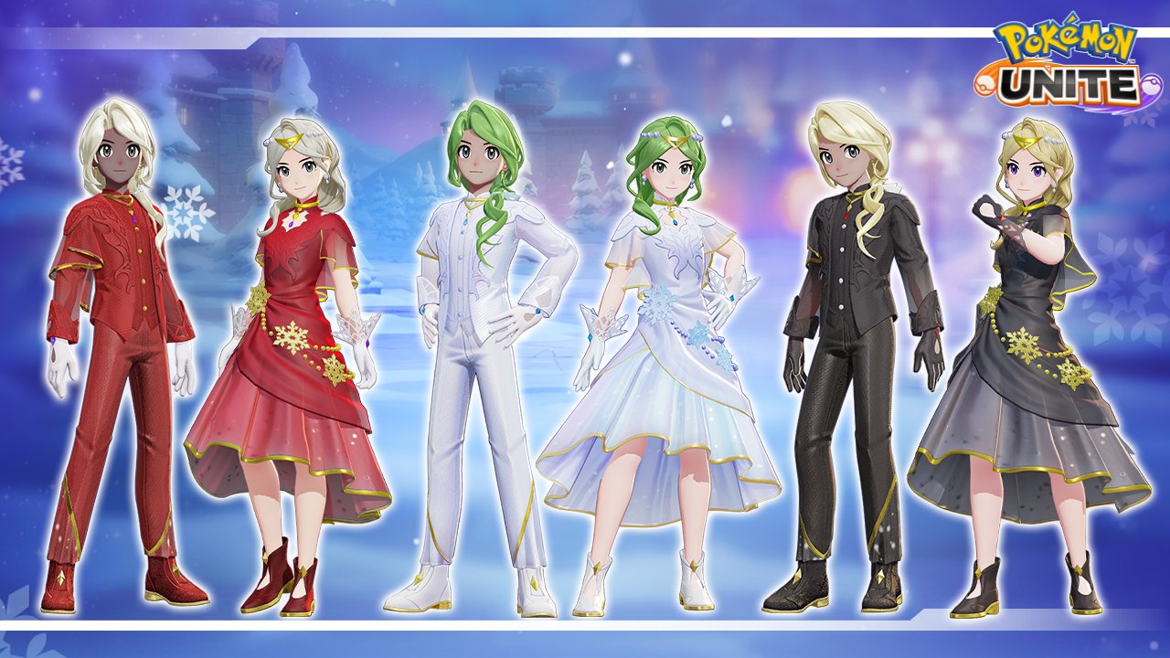 ポケモンユナイト公式 バトルパスシーズン12では バトルパスレベルの上限がなくなり バトルパスレベル 70 1を達成すると 色違いのトレーナーファッション オーロラセット 赤 オーロラセット 黒 がもらえますよ 好きなファッションをゲット