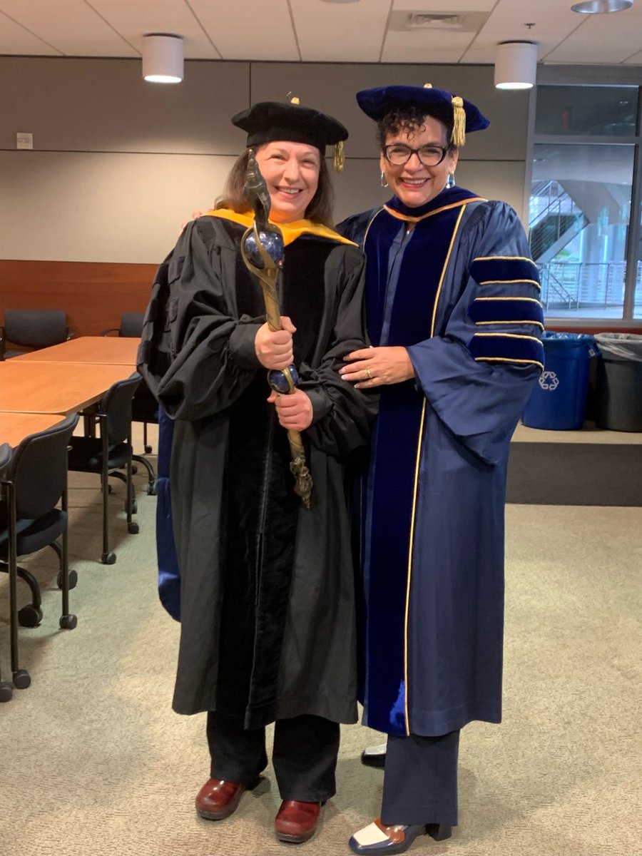 It was wonderful to celebrate our Masters of Finance &amp; MS in Business Analytics graduates at commencement. Our alumni speaker Margaryta Urbano, gave an inspirational speech. Also pictured, Associate Dean Ross Valkanov. Professor Krisztina Büti served as our Mace bearer. Congrats!