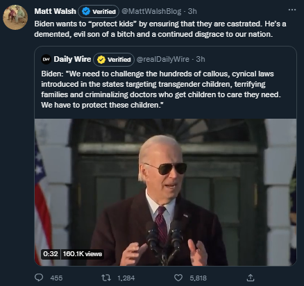 theserfstv's tweet photo. Trans kids don't get genital surgery Matt. 
That's a lie.
 
A lie you tell people that gets them mad enough to call bomb threats into hospitals. 

Even Joe Rogan called you out and you still keep doing it because you hate trans kids.

It's why you never go after circumcision https://t.co/JaAF7QWVzE