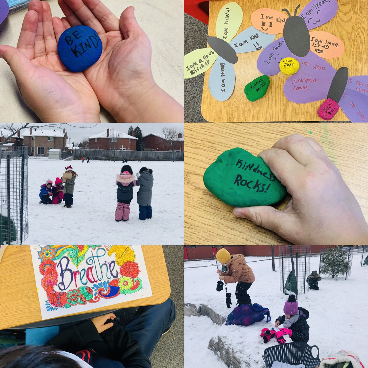 Day 1 of our Wellness Fair on Monday was a success! Grades 1-3 chose a Kindness Rock Garden, Affirmation Butterflies, Mindful Colouring & Music, and a Gratitude Scavenger Hunt (with bubbles!) Looking forward to our second day, tomorrow! @TDSB_BandBPS