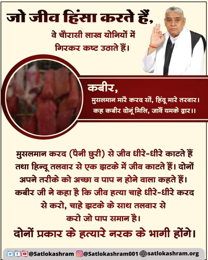 जो जीव हिंसा करते हैं, वे चौरासी लाख योनियों में गिरकर कष्ट उठाते हैं।