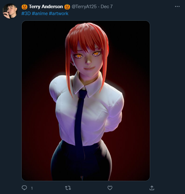 hntrluc's tweet image. Someone stole my Makima fanart for their portfolio.
Not sure whether to happy or sad it has zero likes and retweets lol 🫠