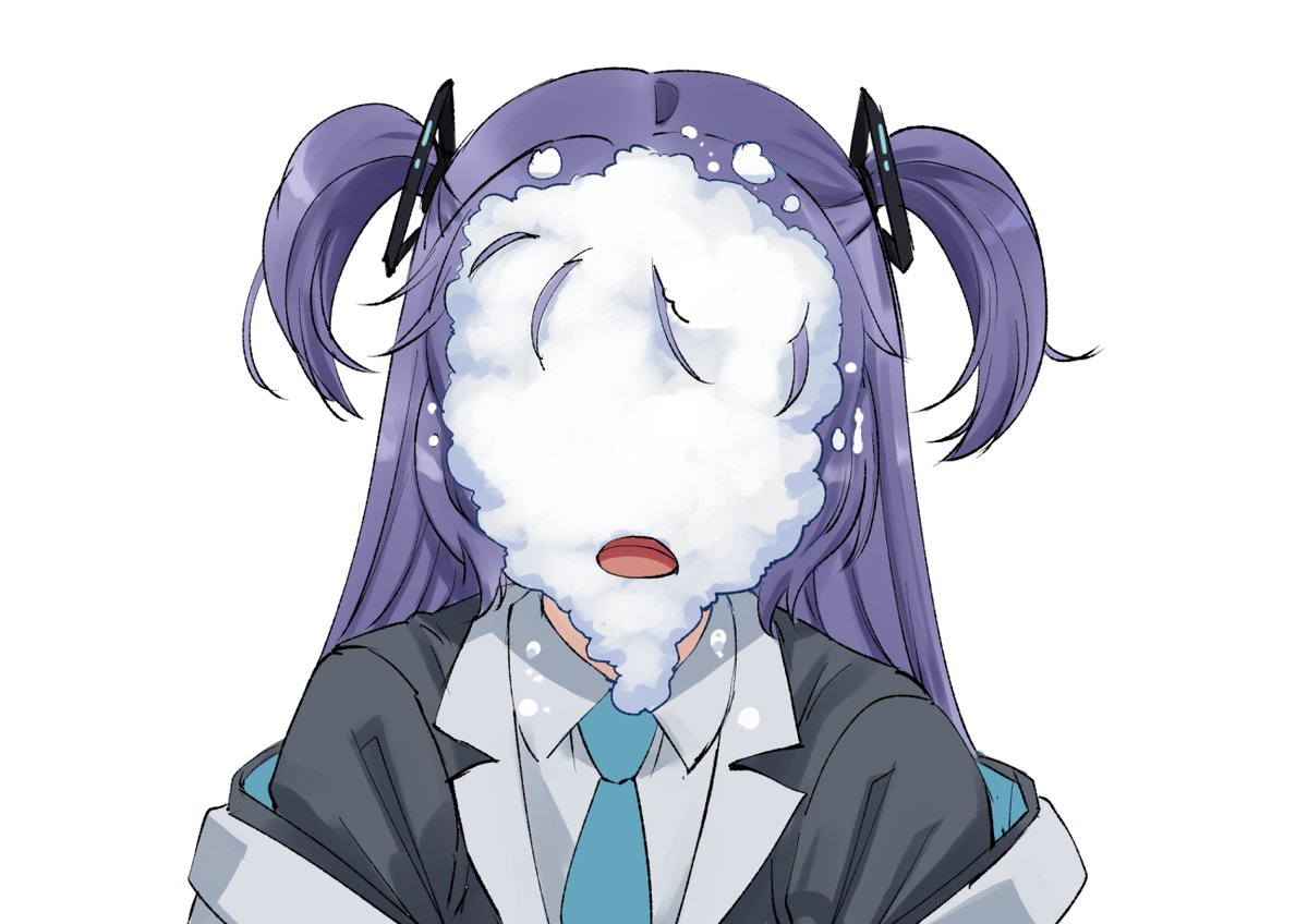 yuuka (blue archive) 1girl necktie solo purple hair in the face two side up white background  illustration images