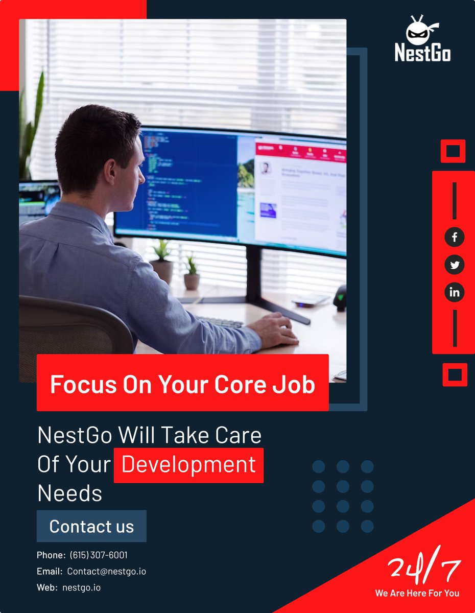 Nest_Go1's tweet image. Focus On Your Core Job, NestGo Will Take Care Of Your Development Needs
We are 24/7 Ready to support you. 
For more information 
visit us: nestgo.io
#webdevelopment #webdevelopmentcompany #webdevelopmentagency #webdevelopmentservices #webdevelopment #webdevelopment