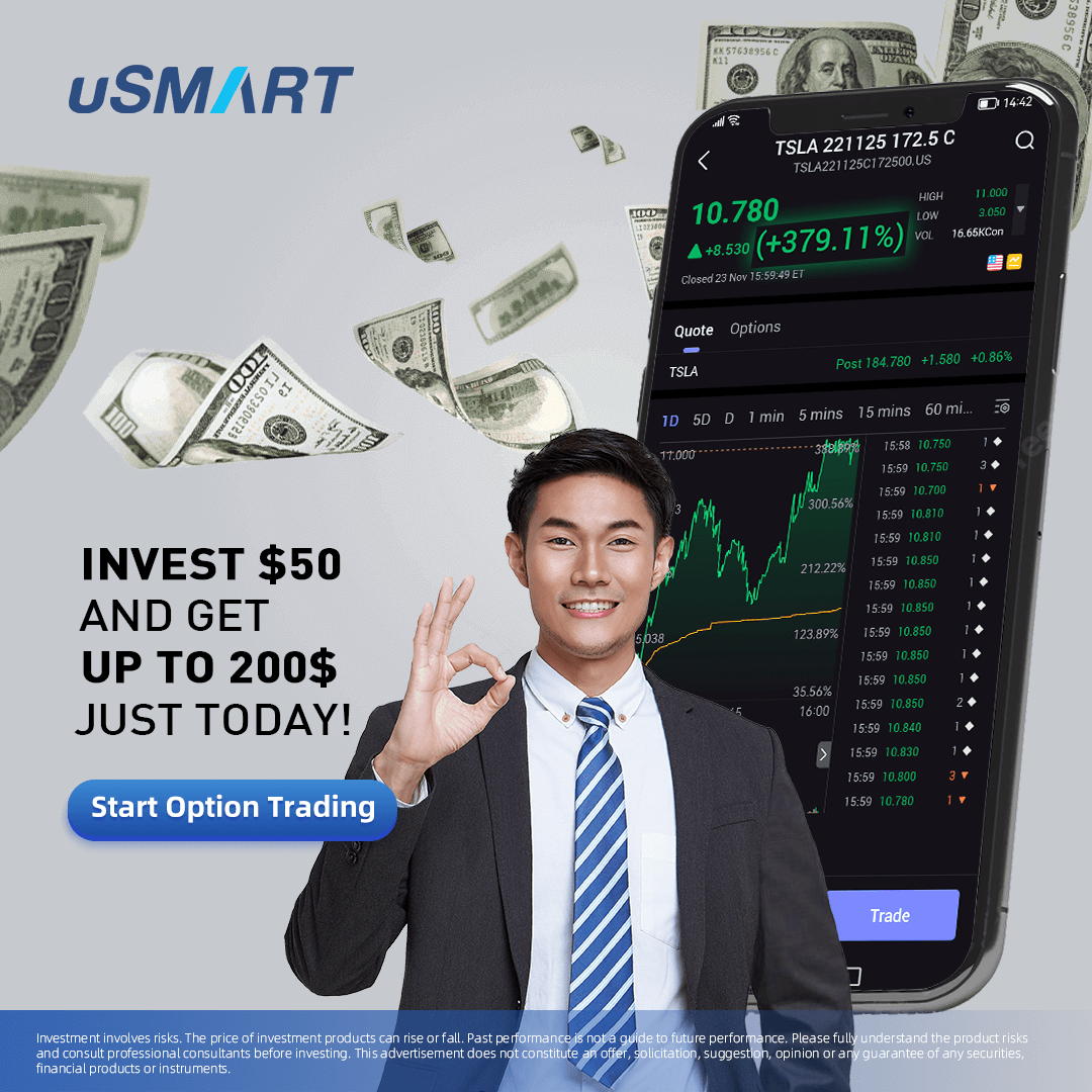 usmartsg's tweet photo. 【Earn Big With Limited Risk】

 Regardless bearish or bullish,You  can still gain from the market via  trading U.S.Options
 Earn Option Premium now！
 Low Options commission（USD 0.20 Per Contract）

uSMART is an intelligence stock broker regulated by MAS (License No. CMS101161)
