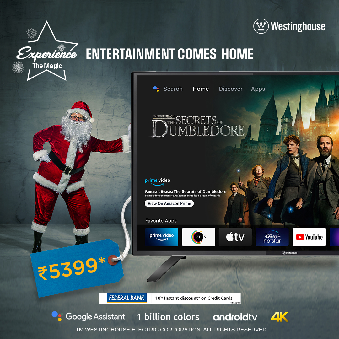 IWestinghousetv's tweet photo. Walk into the magical world of entertainment and witness the magic with Westinghouse
#magicalmonth #experiencethemagic #christmassale #westinghousesale #westinghouse #saleoffers #entertainmentweekly #besttvs https://t.co/aq3cdNBKVh
