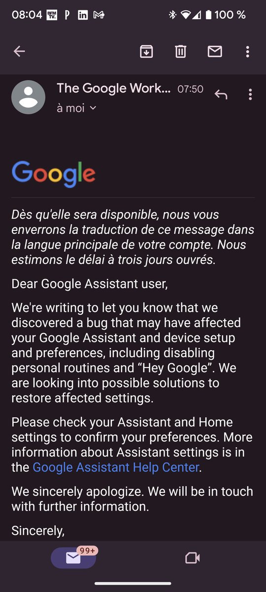 Skyseb's tweet image. Hello @GoogleFR @madebygoogle ! Est-ce que ce message est officiel svp ? #googleassistant #assistantgoogle