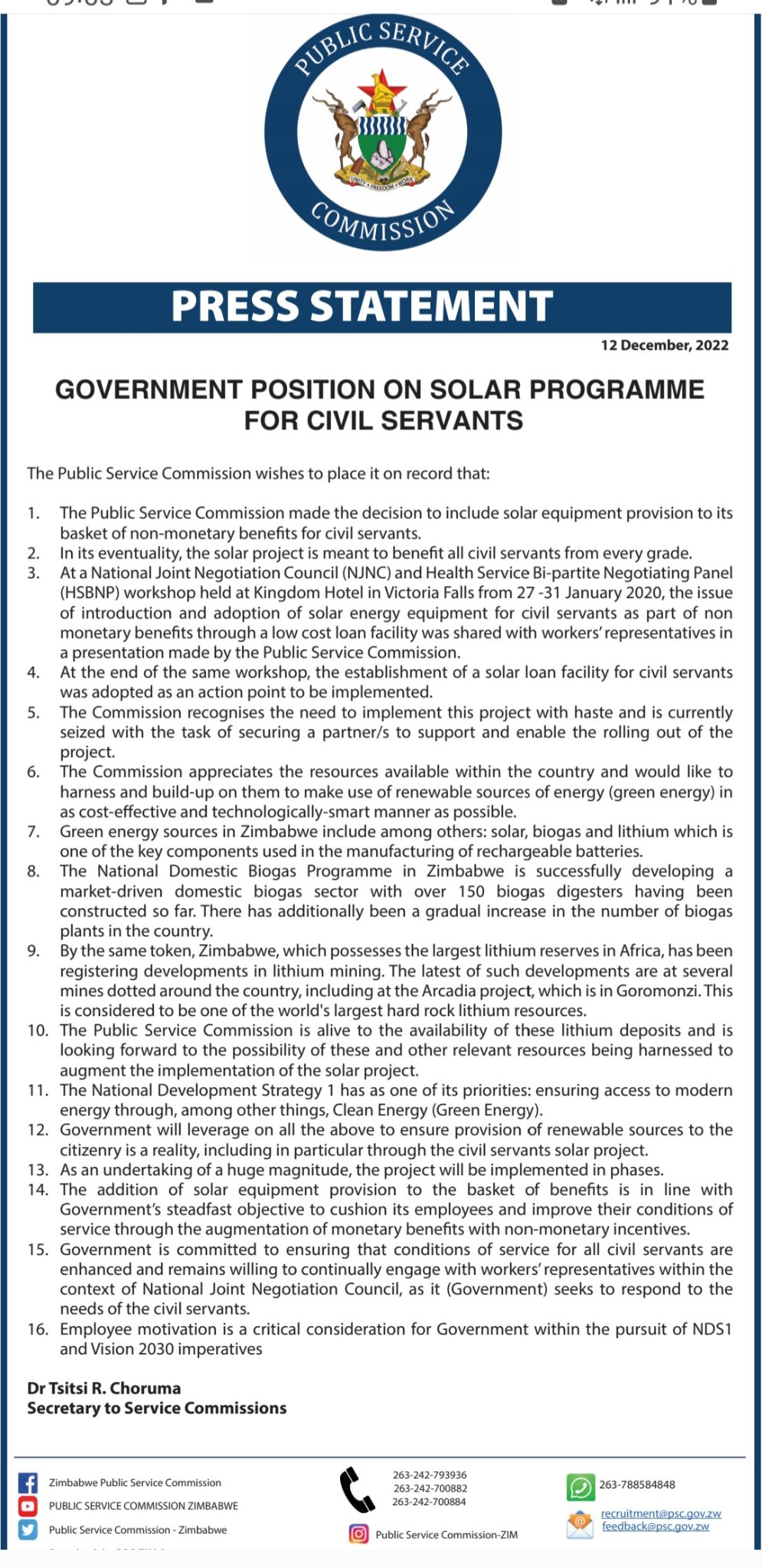 Public Service Commission - Zimbabwe (@psczimbabwe) / Twitter