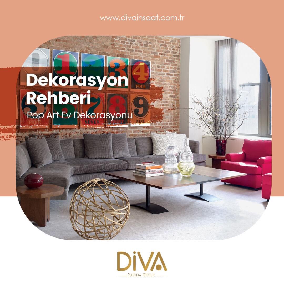 Pop art, 1950’lerde ortaya çıktı.Evinizde dinamizm yaratmak için renkli duvar kağıtları,sıradışı mobilyalar, büyük aydınlatmalar, armut koltuklar kullanarak pop art bir dekorasyon oluşturabilirsiniz.

#divainsaat #divaplaza #goldivagüney #goldivakuzey #goldivafamilya #izmir