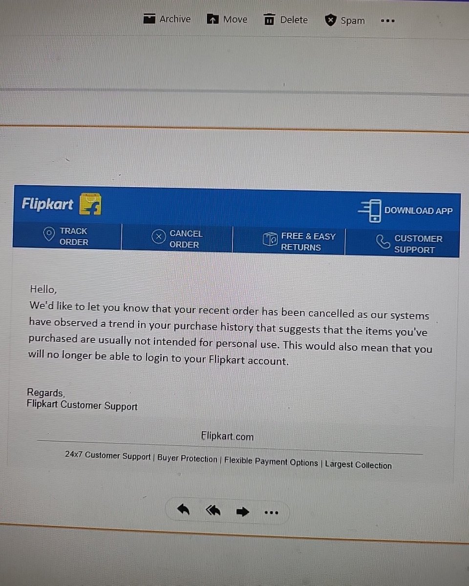 DharmArora's tweet photo. @flipkartsupport This mail makes no sense, my last order was delivered and i paid in cash to the delivery guy:msg below:
Delivered: Jordyblue Louis Leatherette... from https://t.co/oJOatI9nVQ was delivered by Jafar  Khan. Click to give feedback: https://t.co/LTPvrdLOun Ekart https://t.co/SnM28jUsH8
