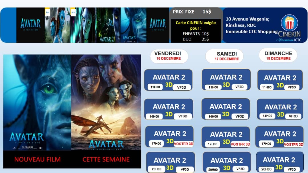 Le programme d'avatar est déjà en ligne. Découvrez le en 3d dans la meilleure salle de cinéma 3d du pays. TECHNOLOGIE DOLBY 7.1 ET 3D PASSIVE. cinekinagenda.com
#AvatarTheWayOfWater