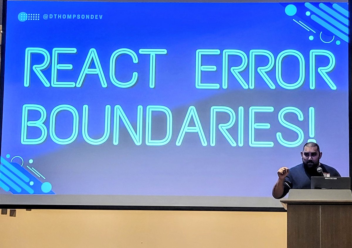 MikeRosTX's tweet image. Great passion and demo by @DThompsonDev on #React #Error Boundaries. But Danny, you and I need to have some serious talks 😜 about #ErrorMonitoring with @Airbrake (airbrake.io). Checkout our docs (docs.airbrake.io/docs/platforms…). But have to give it to Danny, great job‼️👏🏾