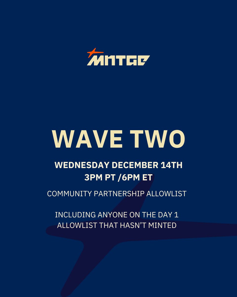 mntge_io's tweet image. DAY 1 &amp;amp; COMMUNITY PARTNERSHIP ALLOWLIST MINT
DEC. 14
MNTGE.io