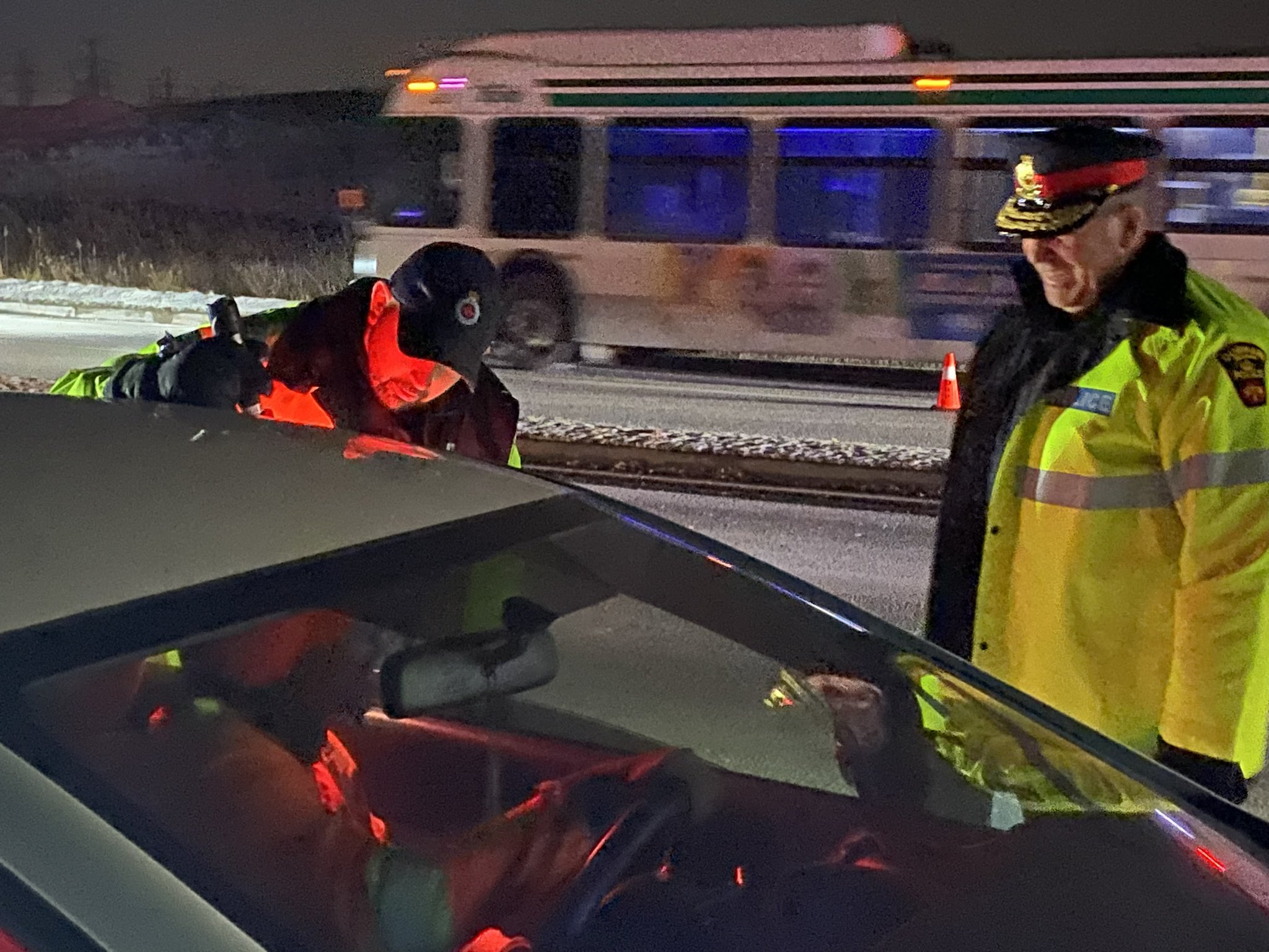 Chief Rollauer joining the RIDE line. Fighting impaired driving is a collective effort and involves everyone in the community. Drive sober.